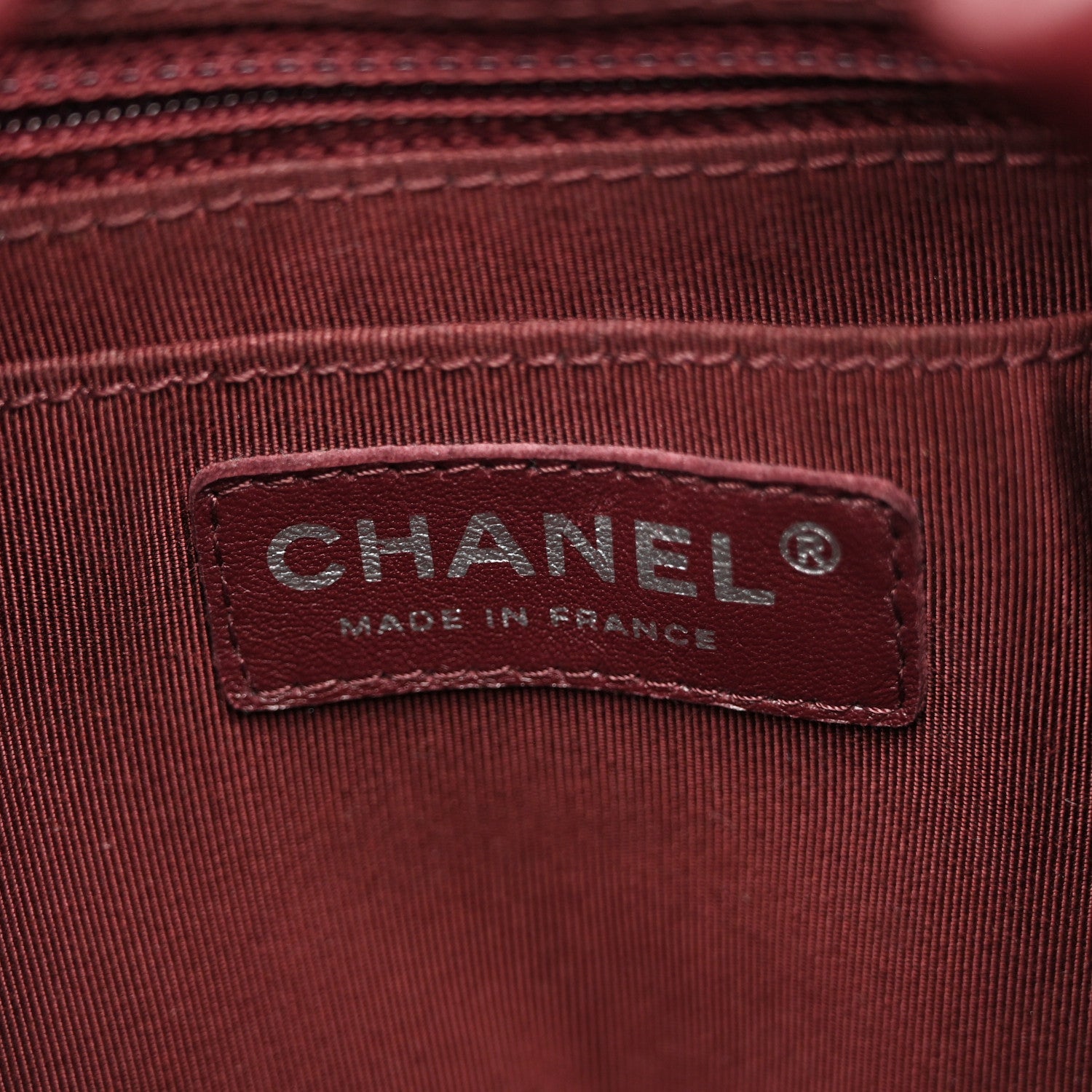 Chanel Deerskin Chevron Medium CC Chain Bucket Drawstring Bag Burgundy