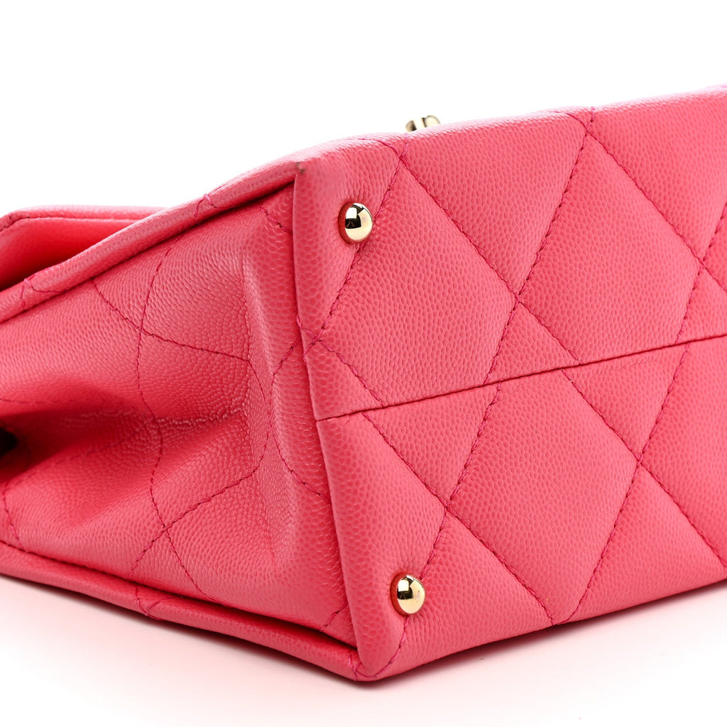Chanel Caviar Quilted Mini Retro Twist Top Handle Flap Pink