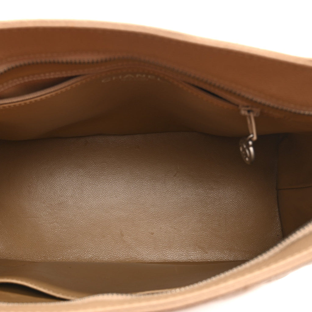 Chanel Caviar Quilted Medallion Tote Beige