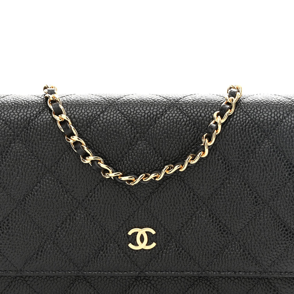 Chanel Caviar Quilted Wallet On Chain WOC Black