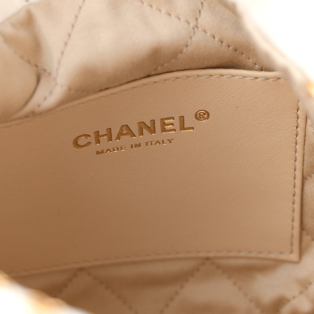 Chanel Shiny Calfskin Quilted Mini Chanel 22 White