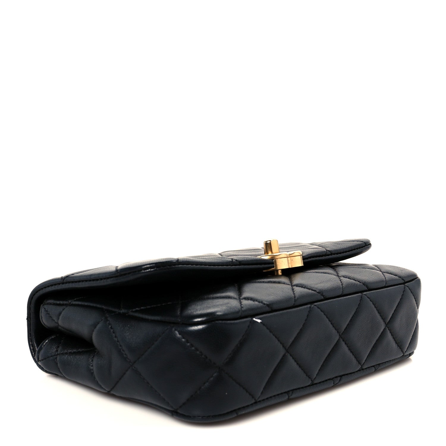Chanel Lambskin Quilted  Pearl  Flap Black