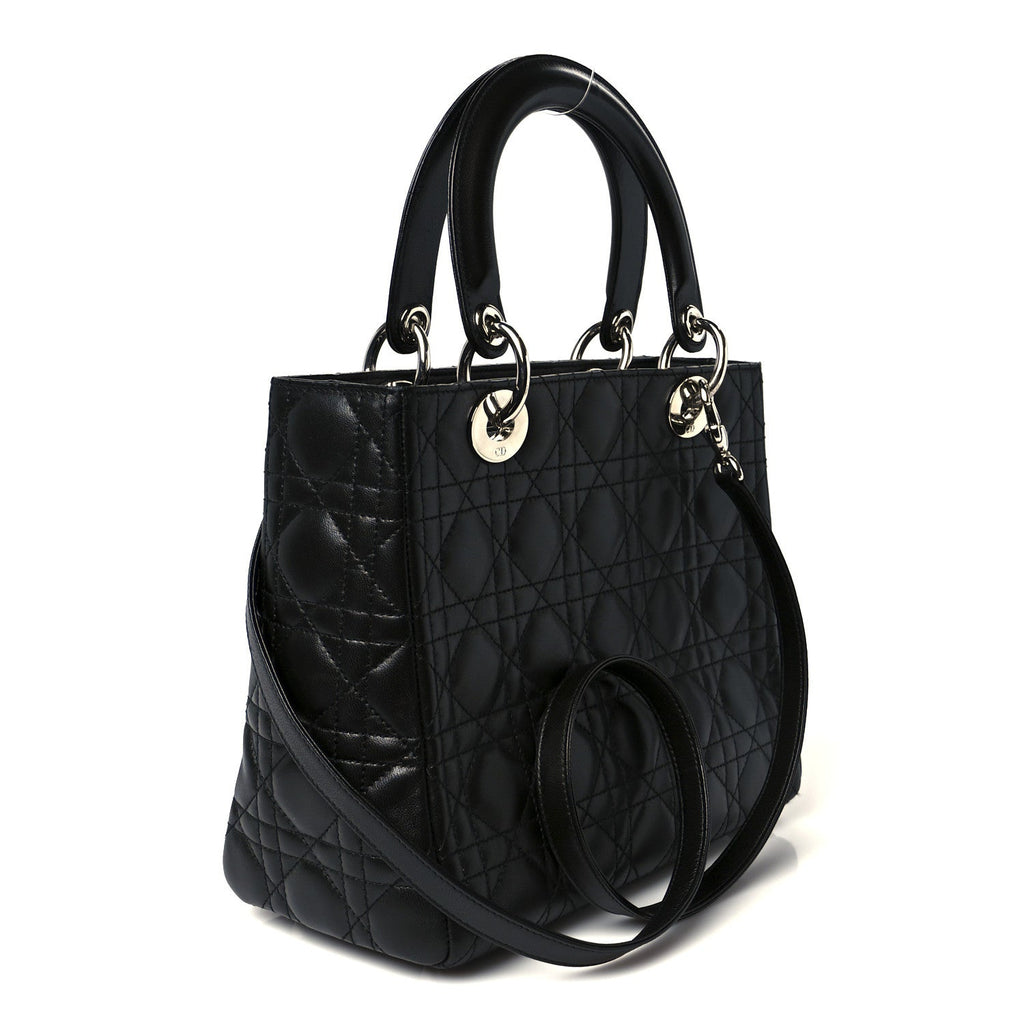 Christian Dior Lambskin Cannage Medium Lady Dior Black