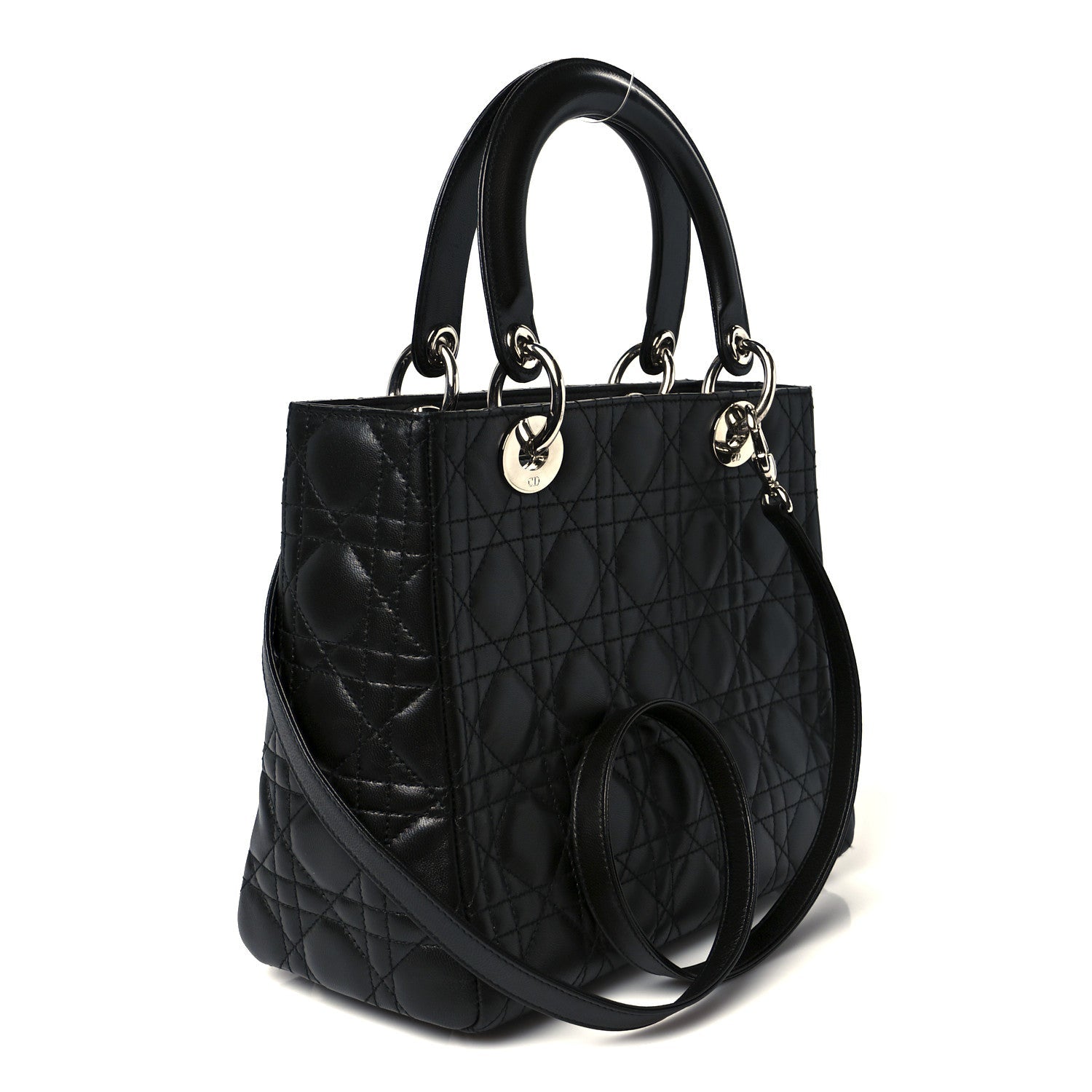 Christian Dior Lambskin Cannage Medium Lady Dior Black