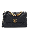Chanel Lambskin Quilted Large Chanel 19 Flap Navy Blue