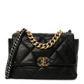 Chanel Goatskin Quilted Large Chanel 19 Flap Black
