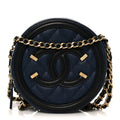 Chanel Caviar Quilted Round Filigree Crossbody Navy Black
