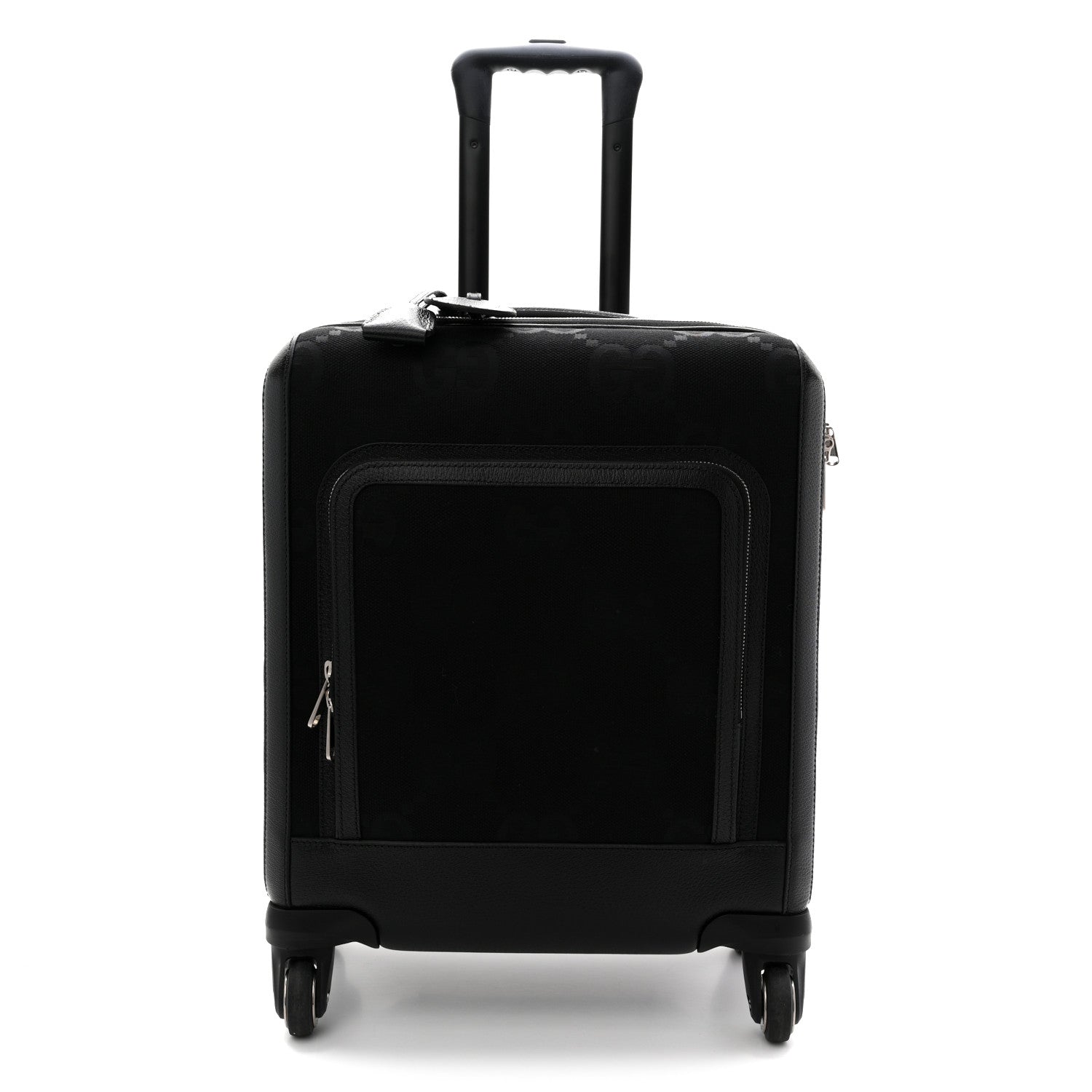Gucci Monogram Jumbo GG Canvas Textured Calfskin Small Carry On Trolley Black
