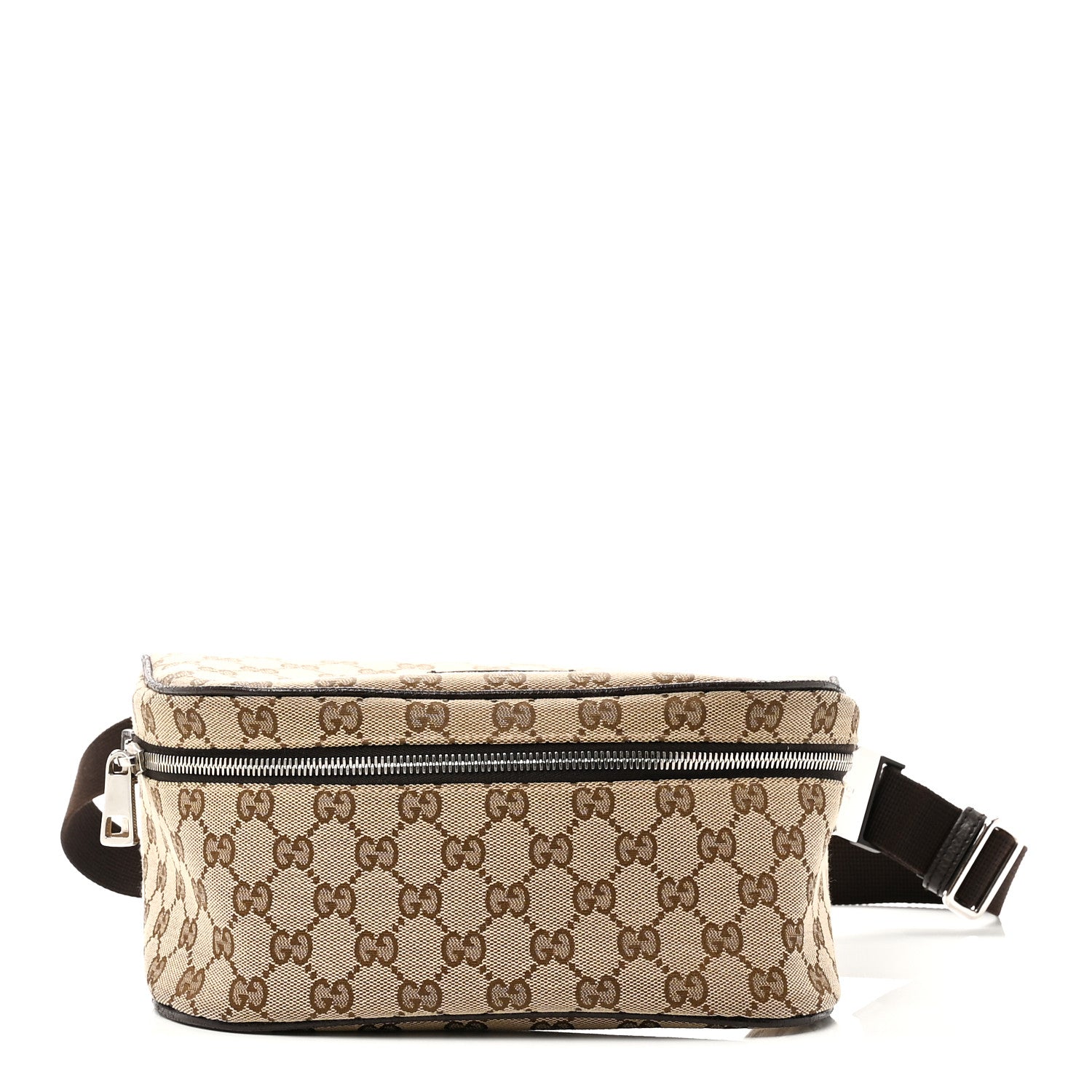 Gucci Monogram Dollar Calfskin Waist Pouch Beige Ebony Testa di Moro Marrone Scuro