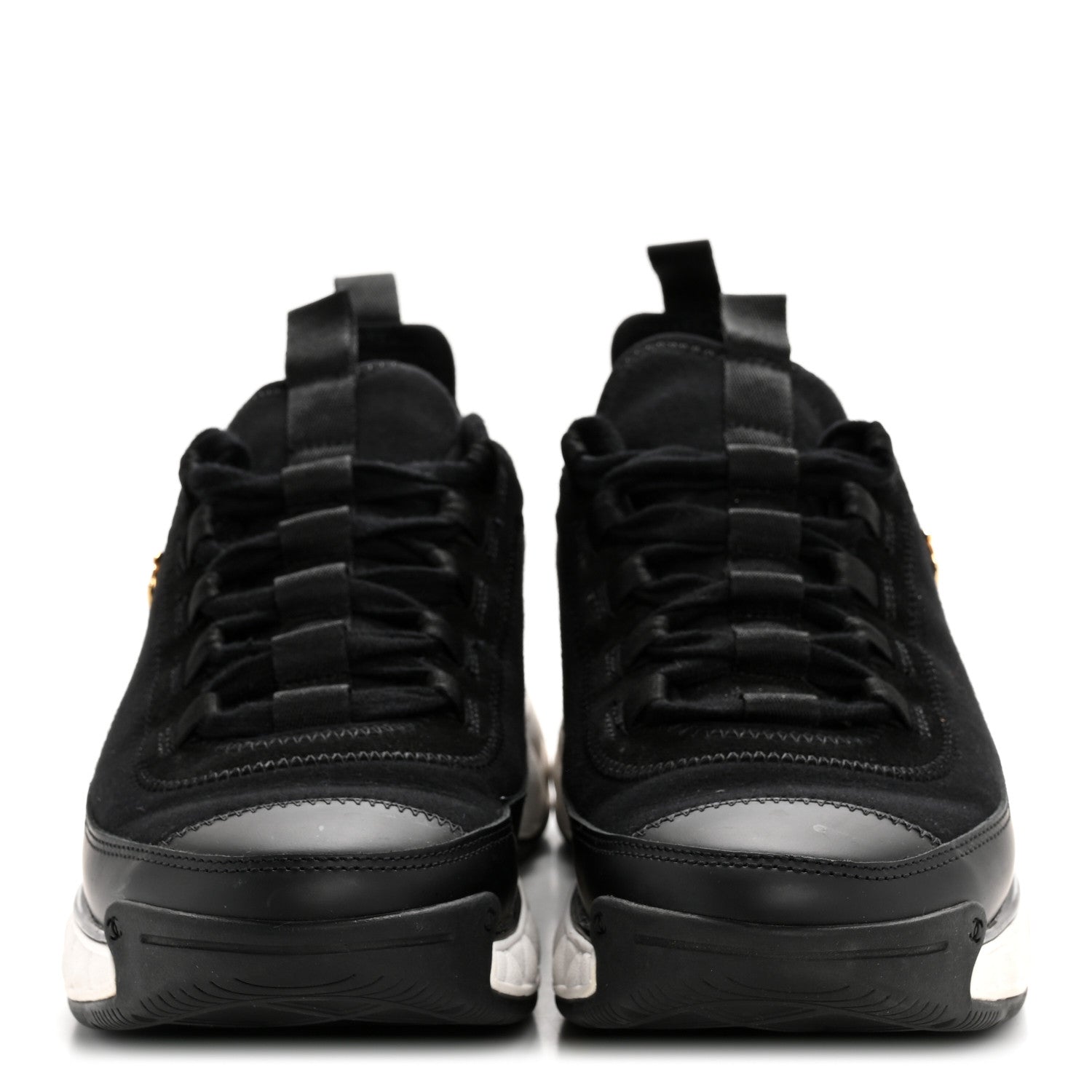 Chanel Velvet Calfskin Mixed Fibers CC Sneakers 38 Black