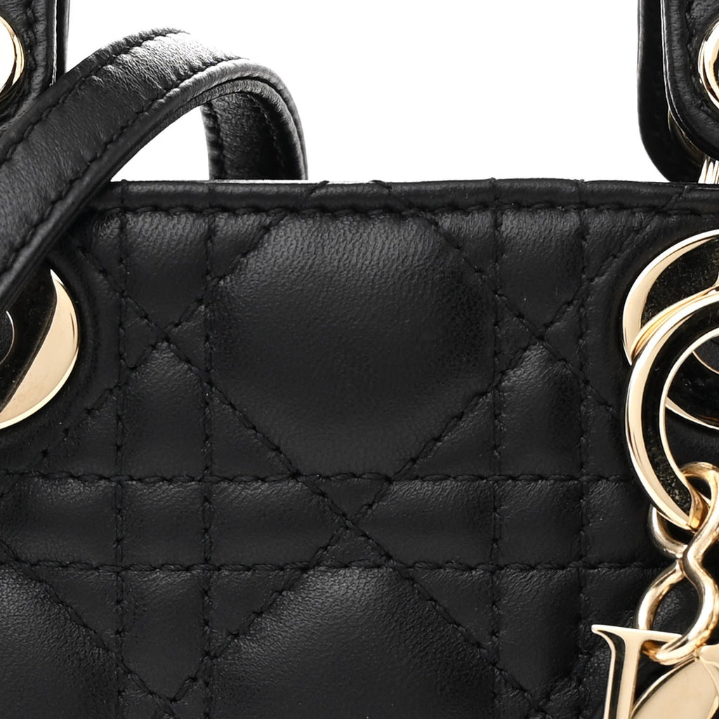 Christian Dior Lambskin Cannage Micro Lady Dior Black