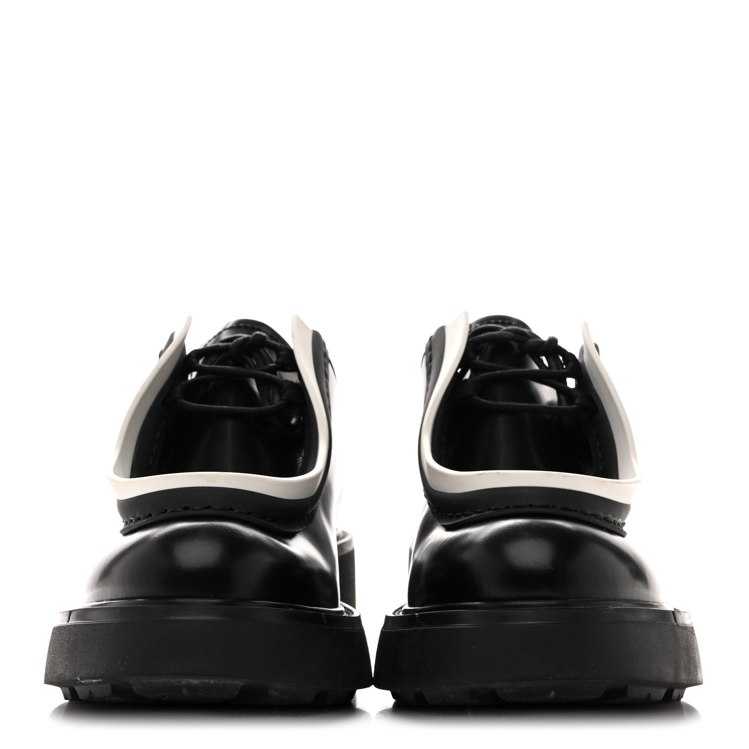 Prada Spazzolato Rois Monolith 55mm Derby Loafers 36.5 Black White