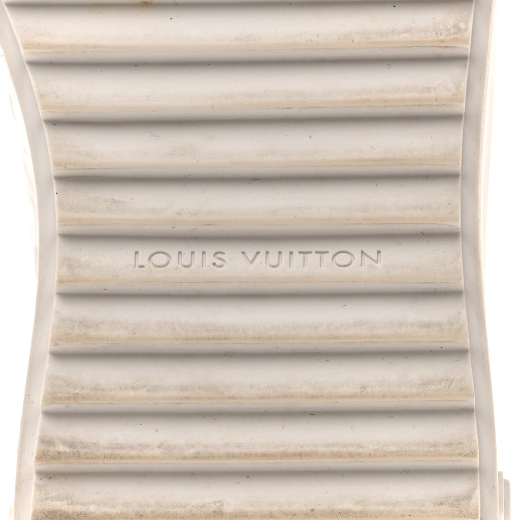 Louis Vuitton Lambskin Embossed Monogram Time Out Sneakers 35  White