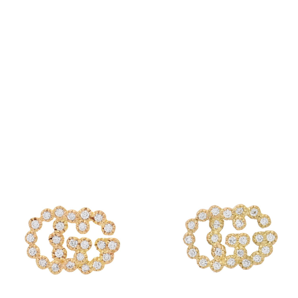 Gucci 18K Yellow Gold Diamond Running G Earrings