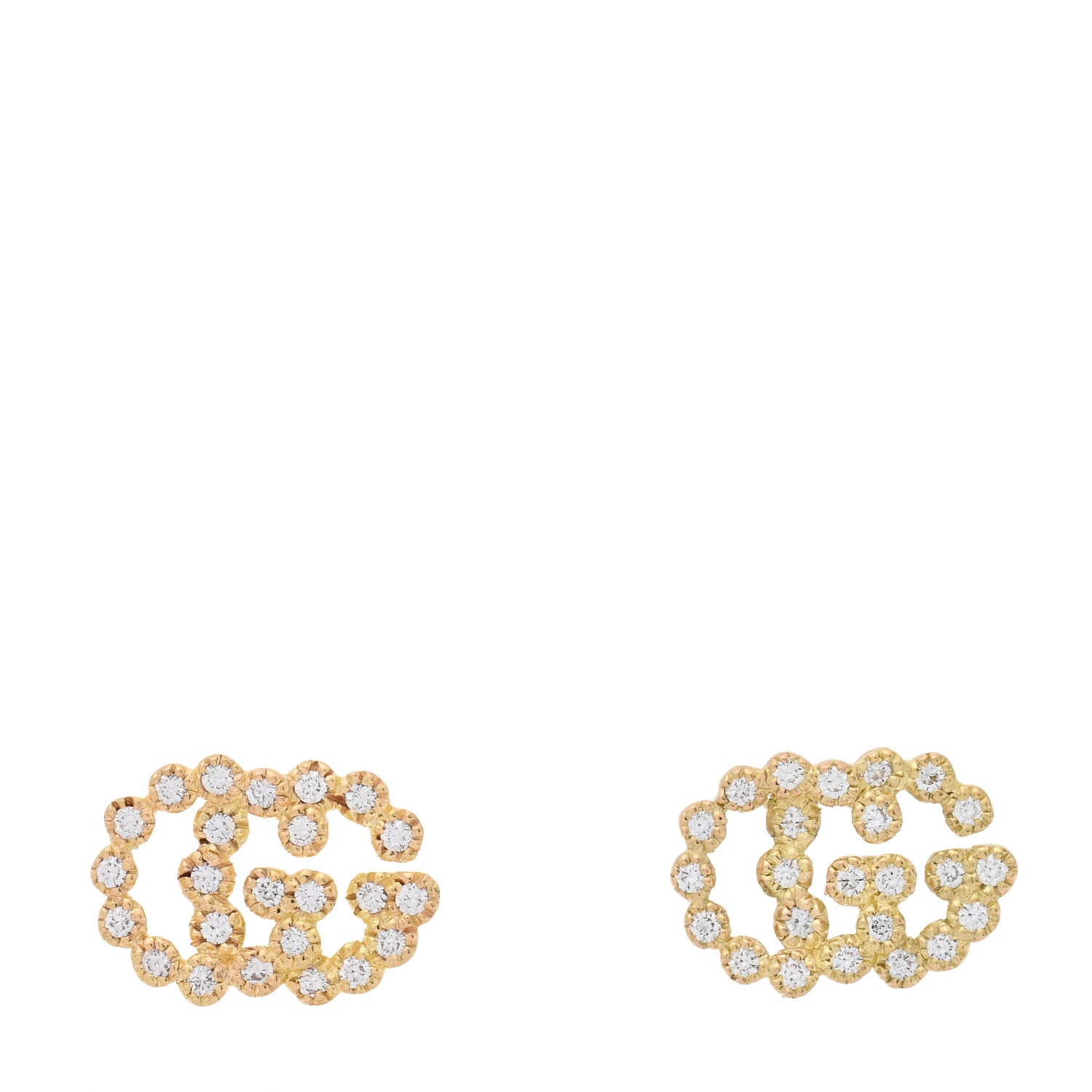 Gucci 18K Yellow Gold Diamond Running G Earrings