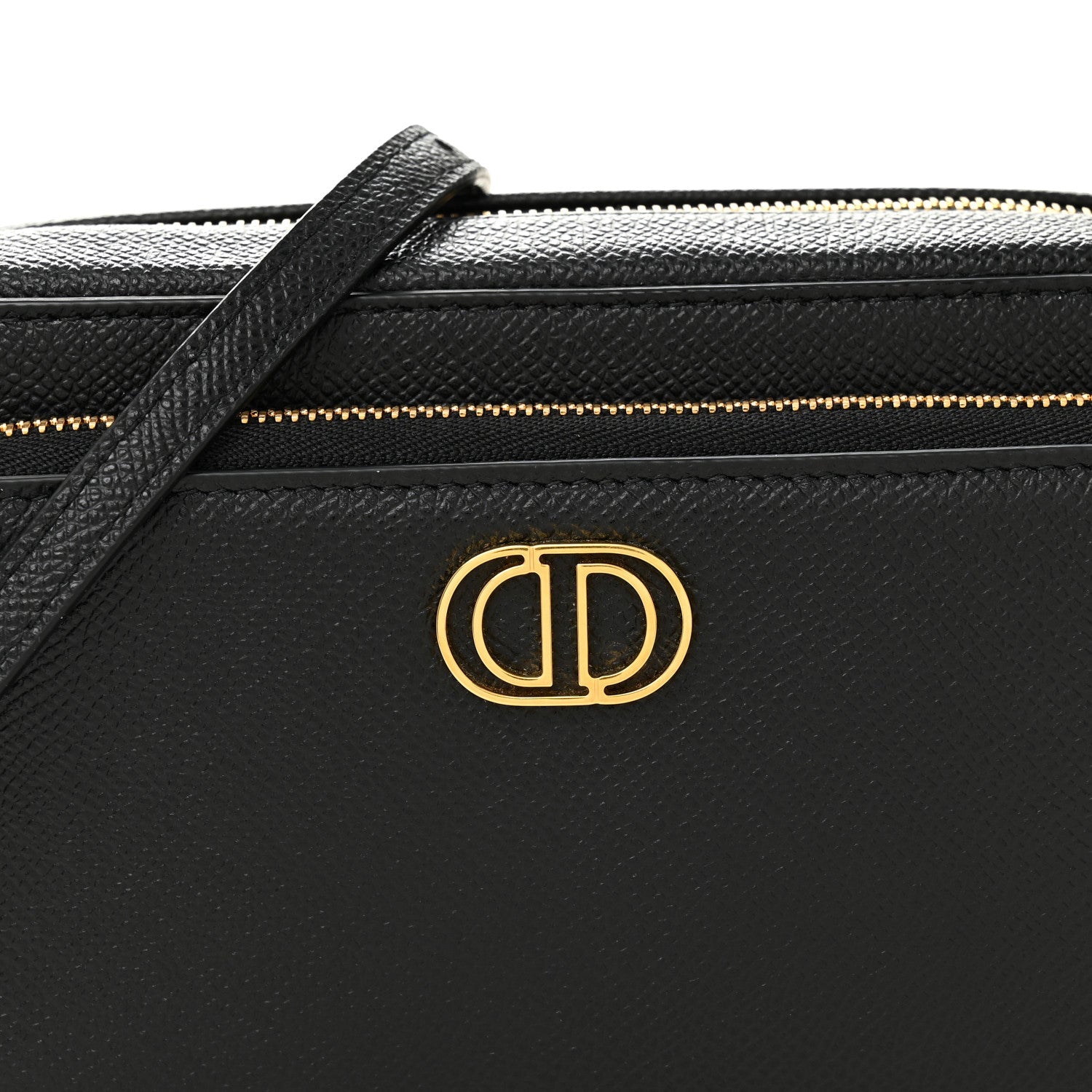 Christian Dior Grained Calfskin Caro Double Pouch Black