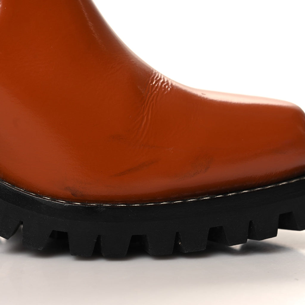 Louis Vuitton Patent Monogram Limitless Ankle Boots 38 Cognac