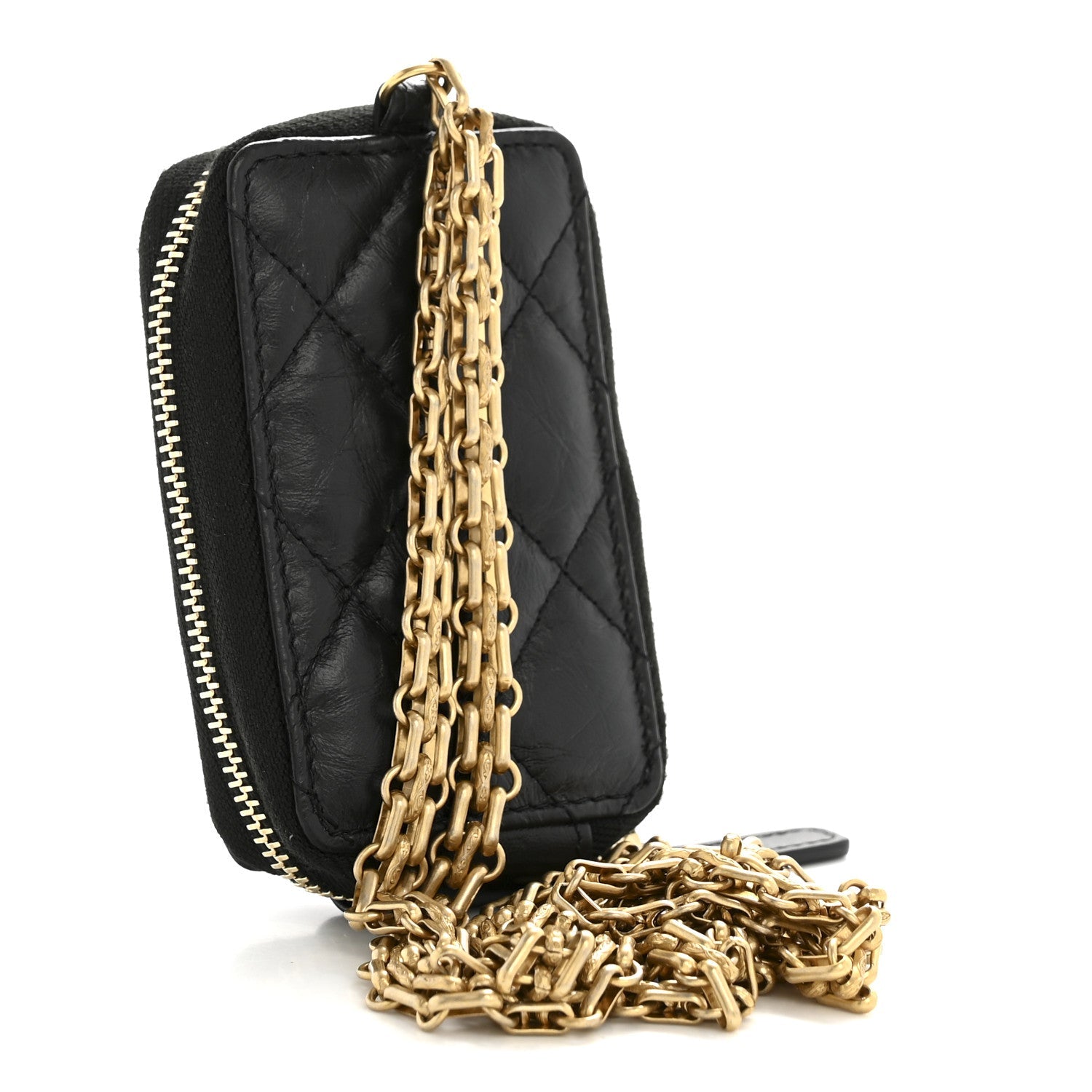 Chanel Aged Calfskin Quilted 2.55 Reissue Clutch With Chain Black