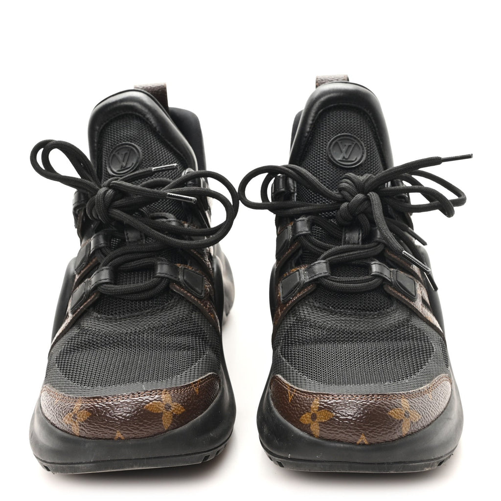 Louis Vuitton Calfskin Patent Monogram LV Archlight Sneakers 37.5 Black