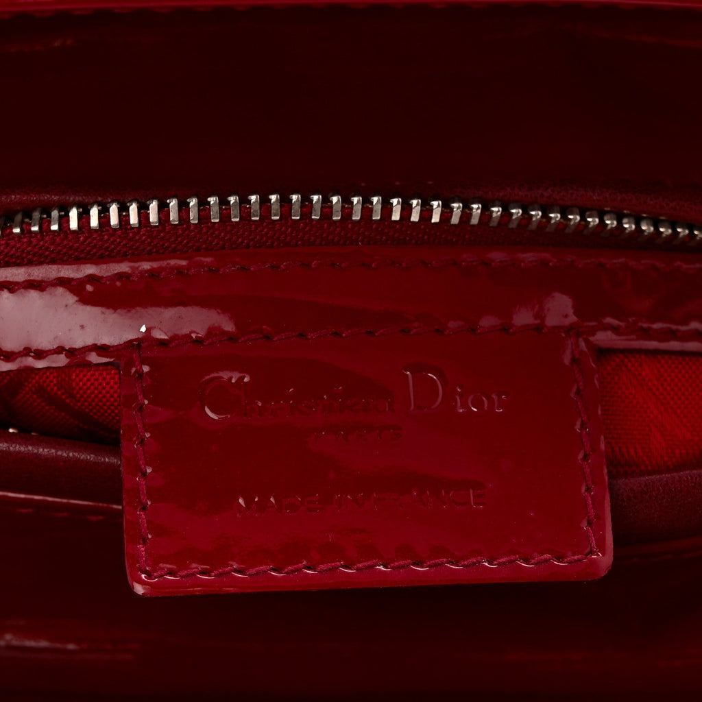 Christian Dior Patent Cannage Medium Lady Dior Red