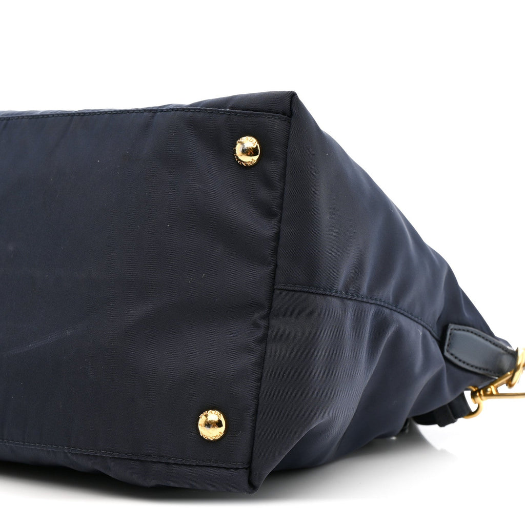 Prada Tessuto Nylon Saffiano Shopping Tote Navy
