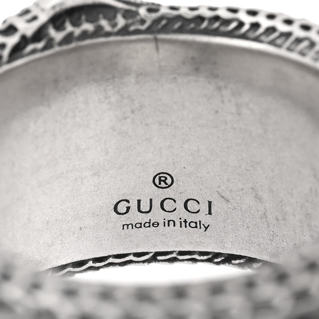 Gucci Sterling Silver GG Marmont Snake Band Ring 64 10.75