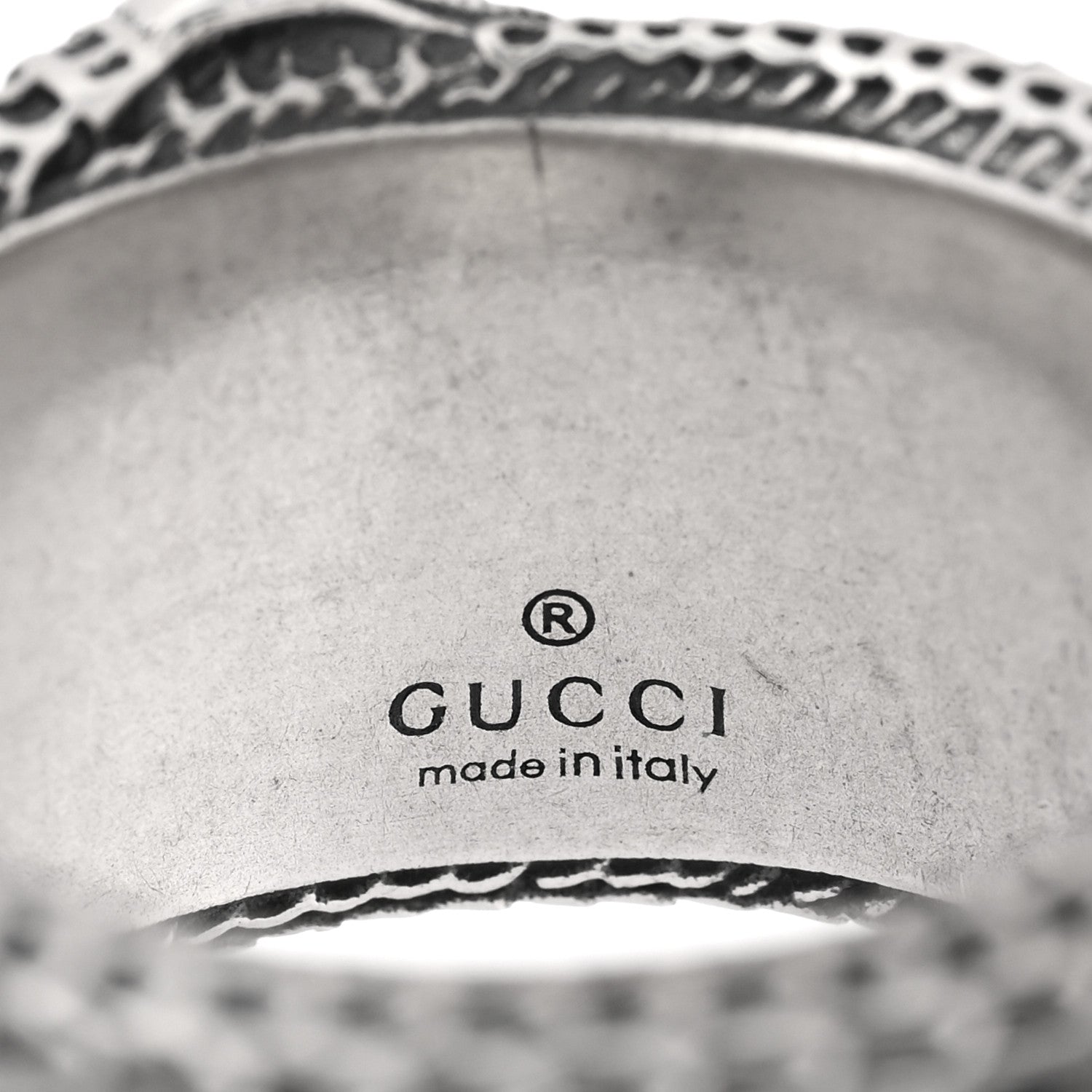 Gucci Sterling Silver GG Marmont Snake Band Ring 64 10.75