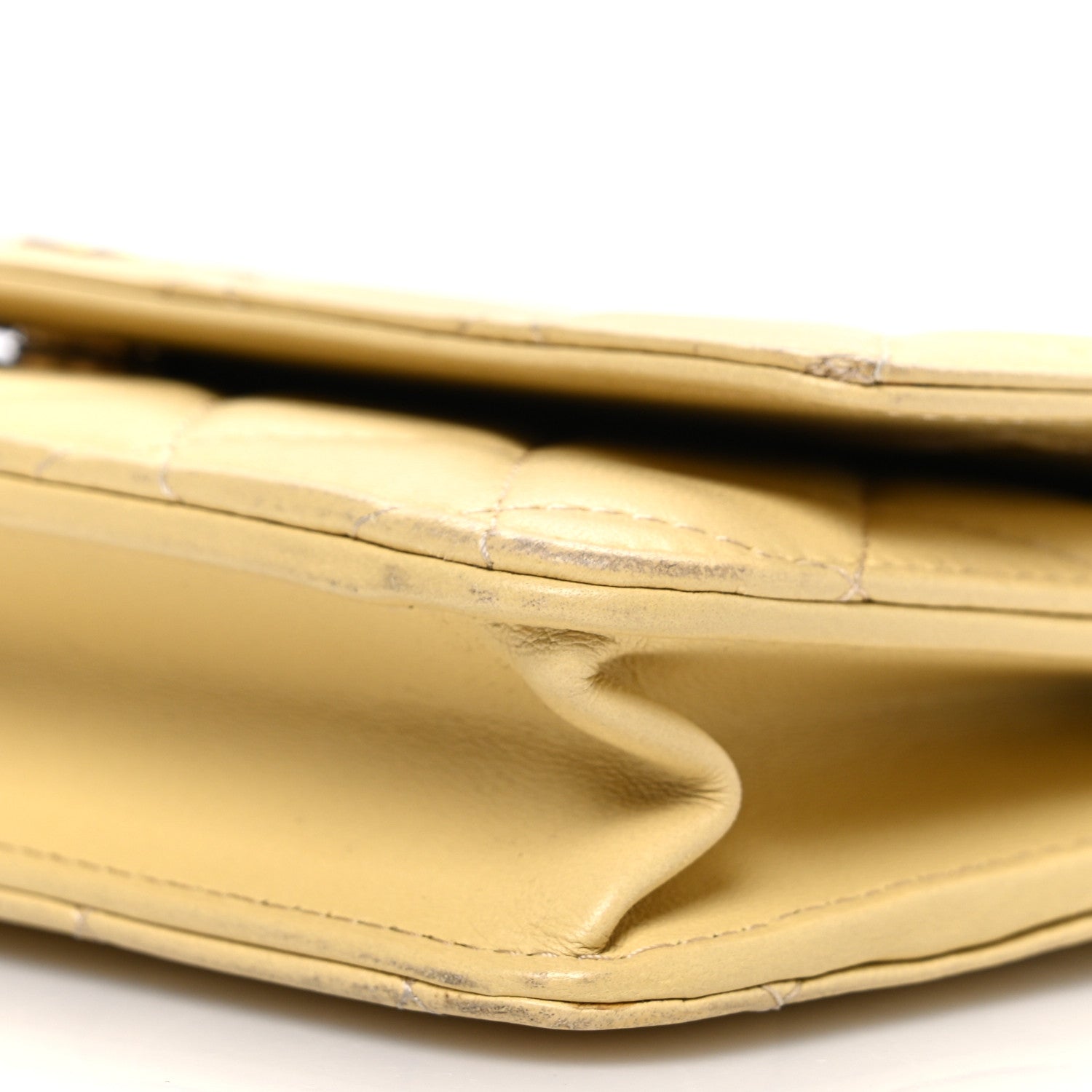 Chanel Lambskin Quilted Enamel Wallet On Chain WOC Yellow