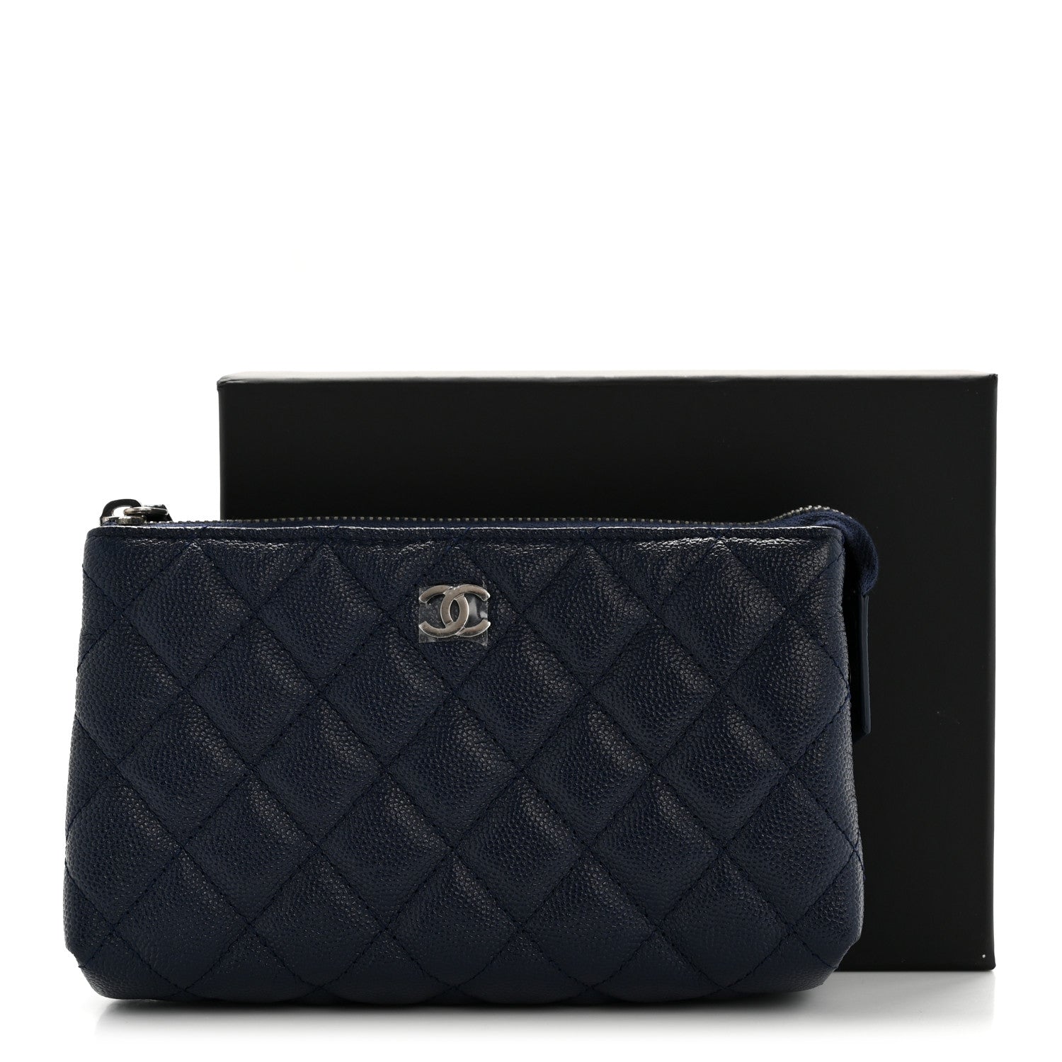 Caviar Quilted Cosmetic Case Navy