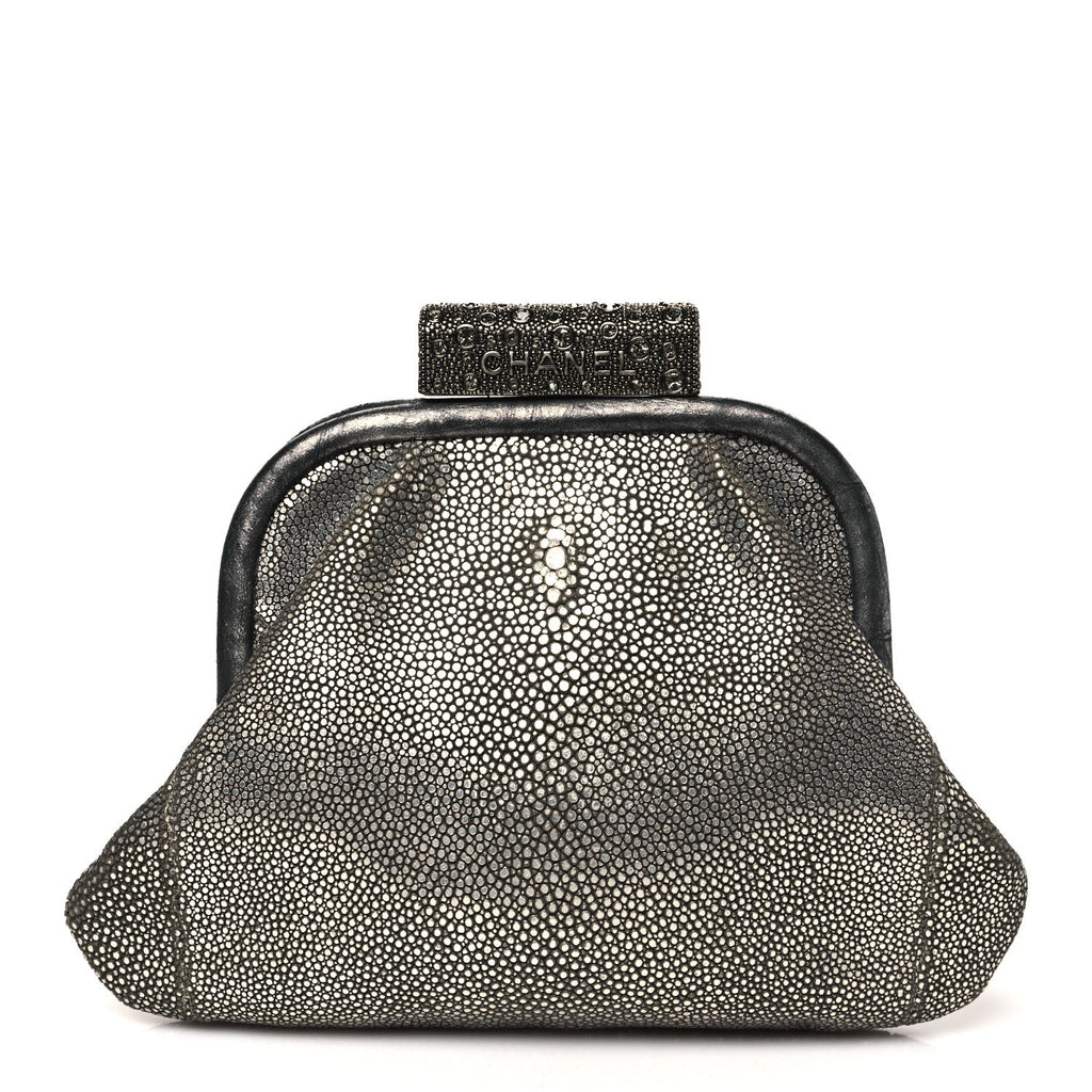 Chanel Stingray Degrade Frame Clutch Silver