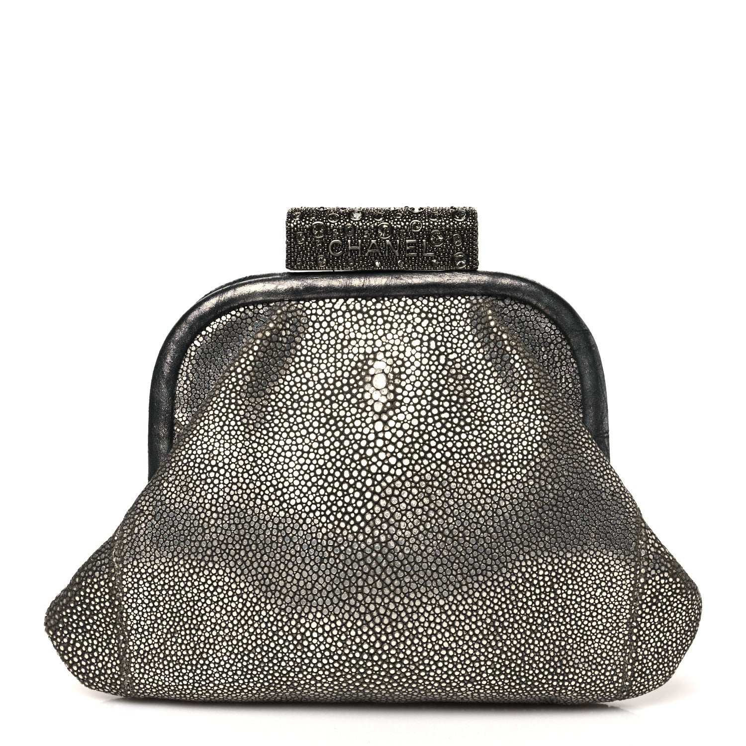 Chanel Stingray Degrade Frame Clutch Silver