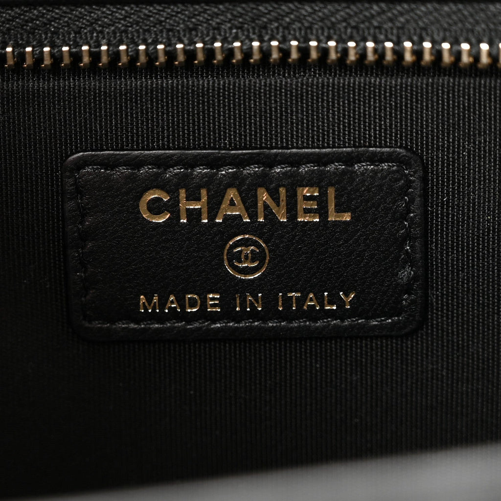 Chanel Lambskin Quilted Front Pocket Clutch With Chain Black