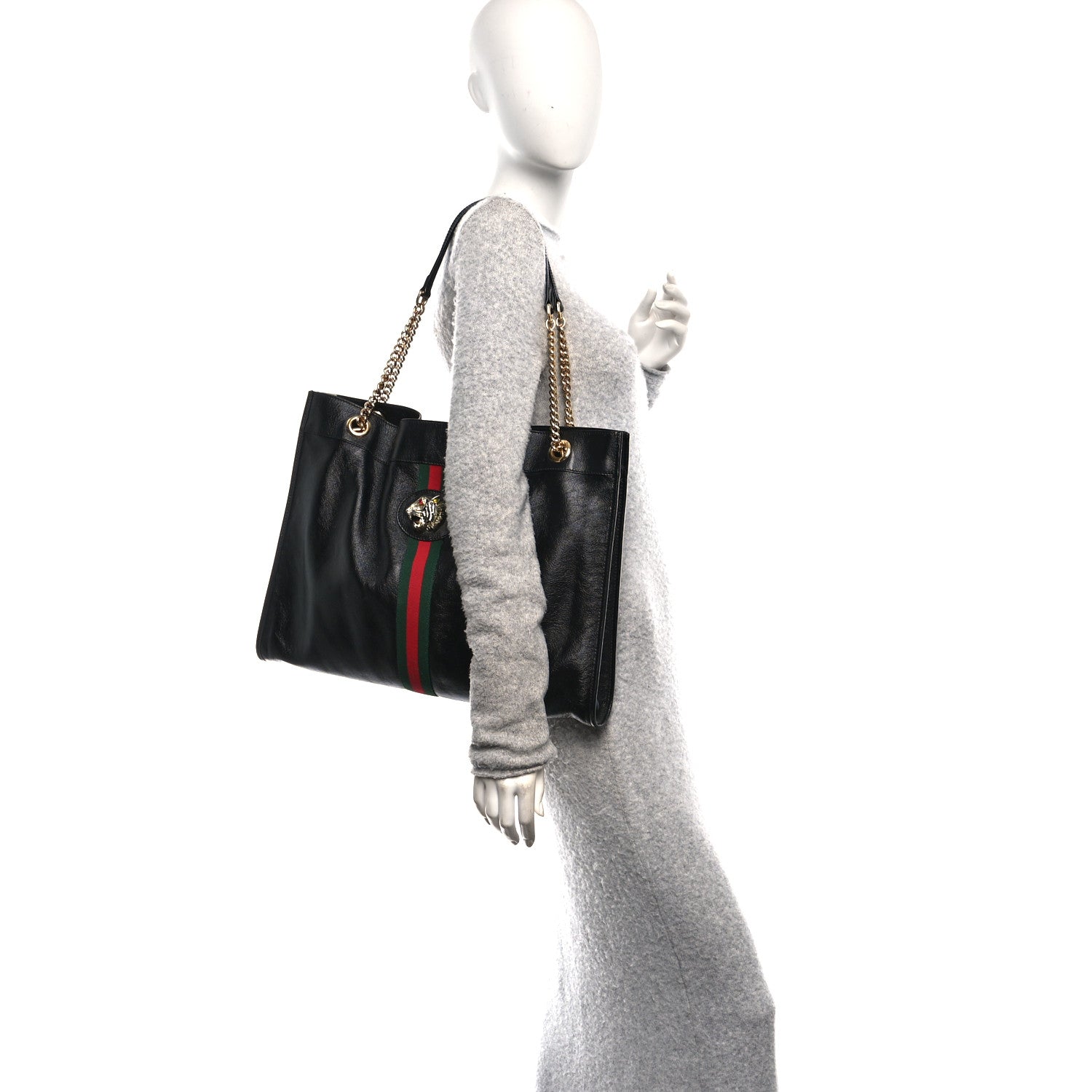 Gucci Calfskin Large Rajah Chain Tote Black