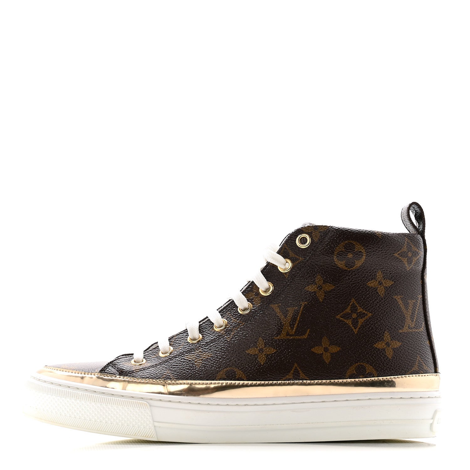 Louis Vuitton Patent Monogram Stellar Sneaker Boots 38.5 Gold