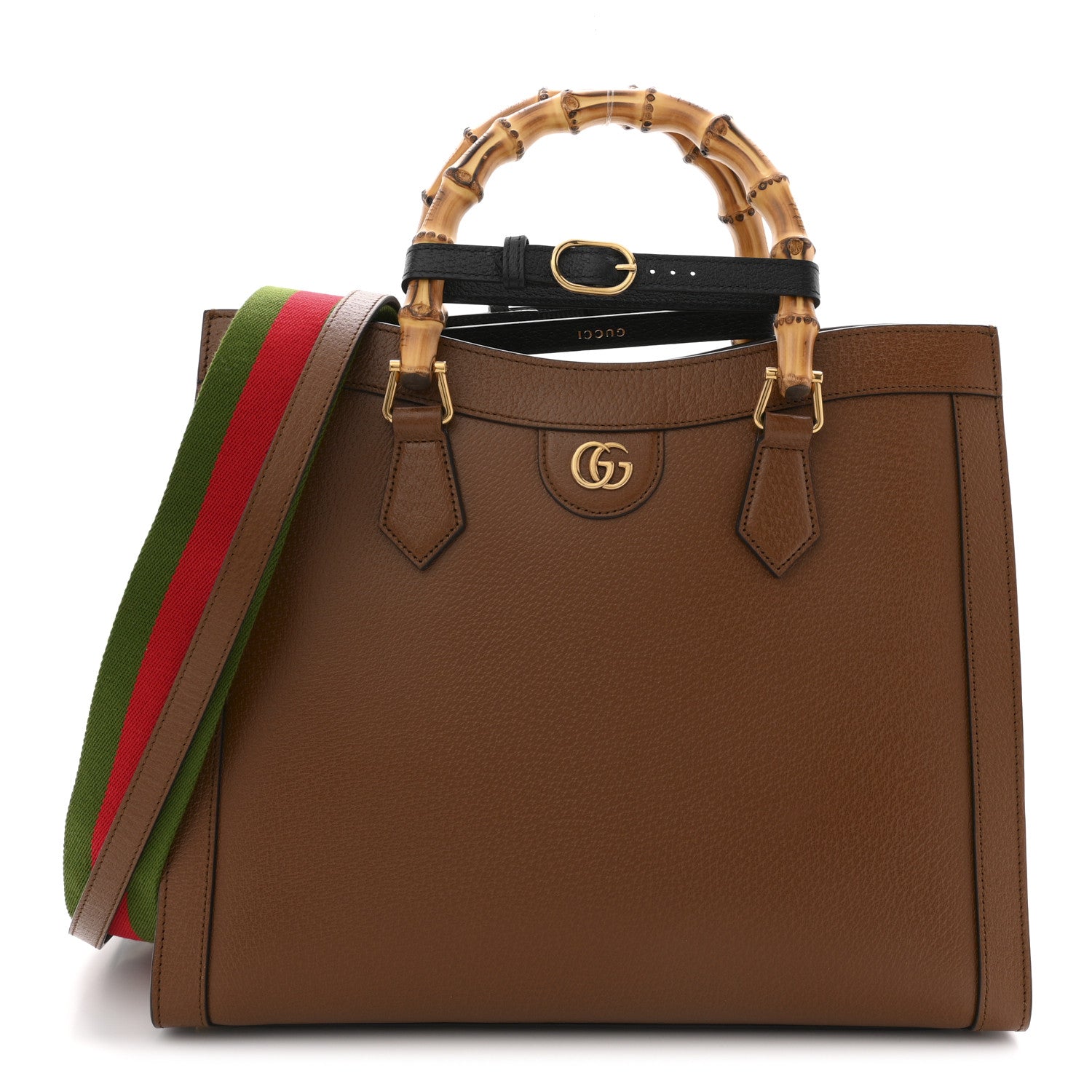 Gucci Textured Dollar Calfskin Medium Diana Tote Bag Cuir Black