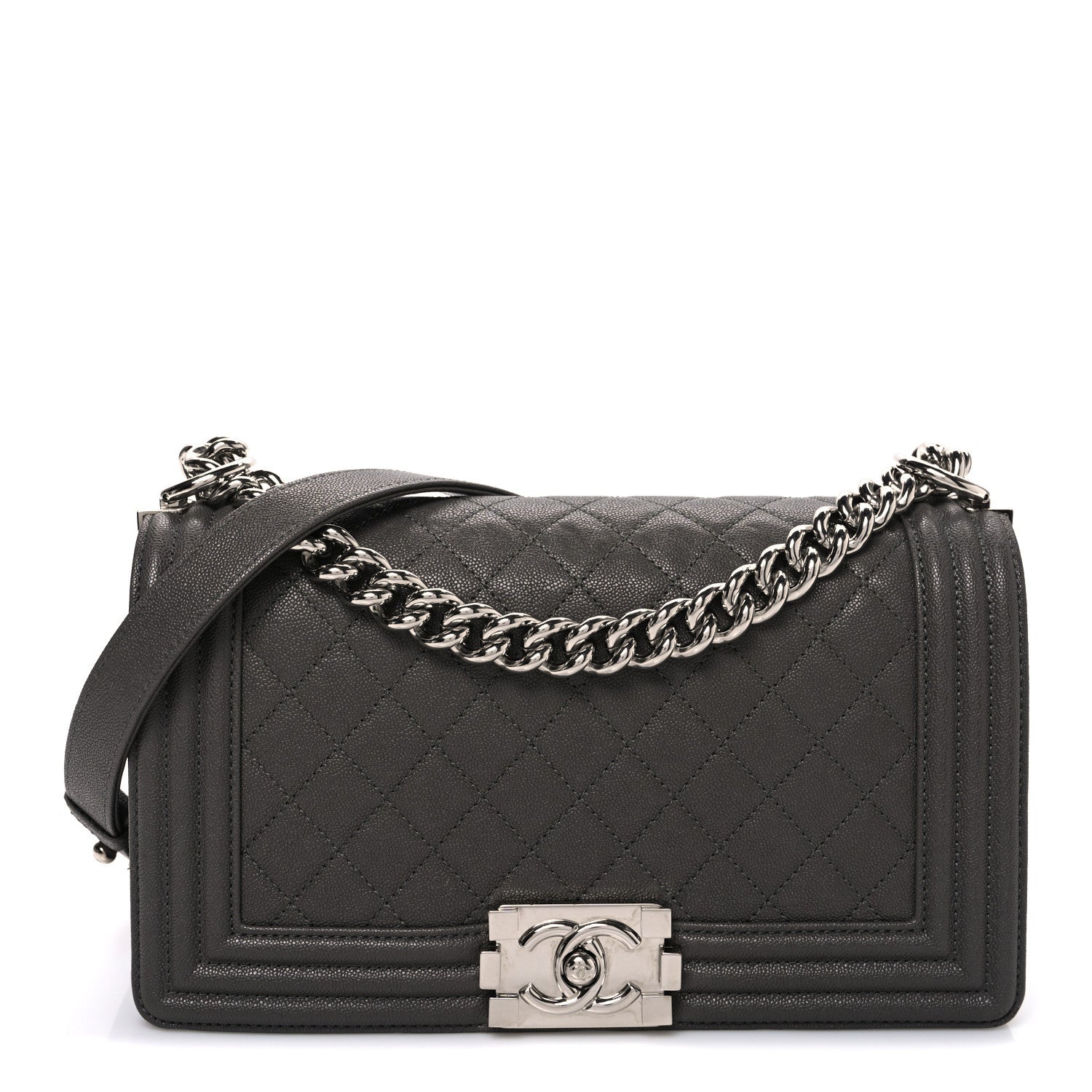 Chanel Caviar Quilted Medium Boy Flap Dark Grey