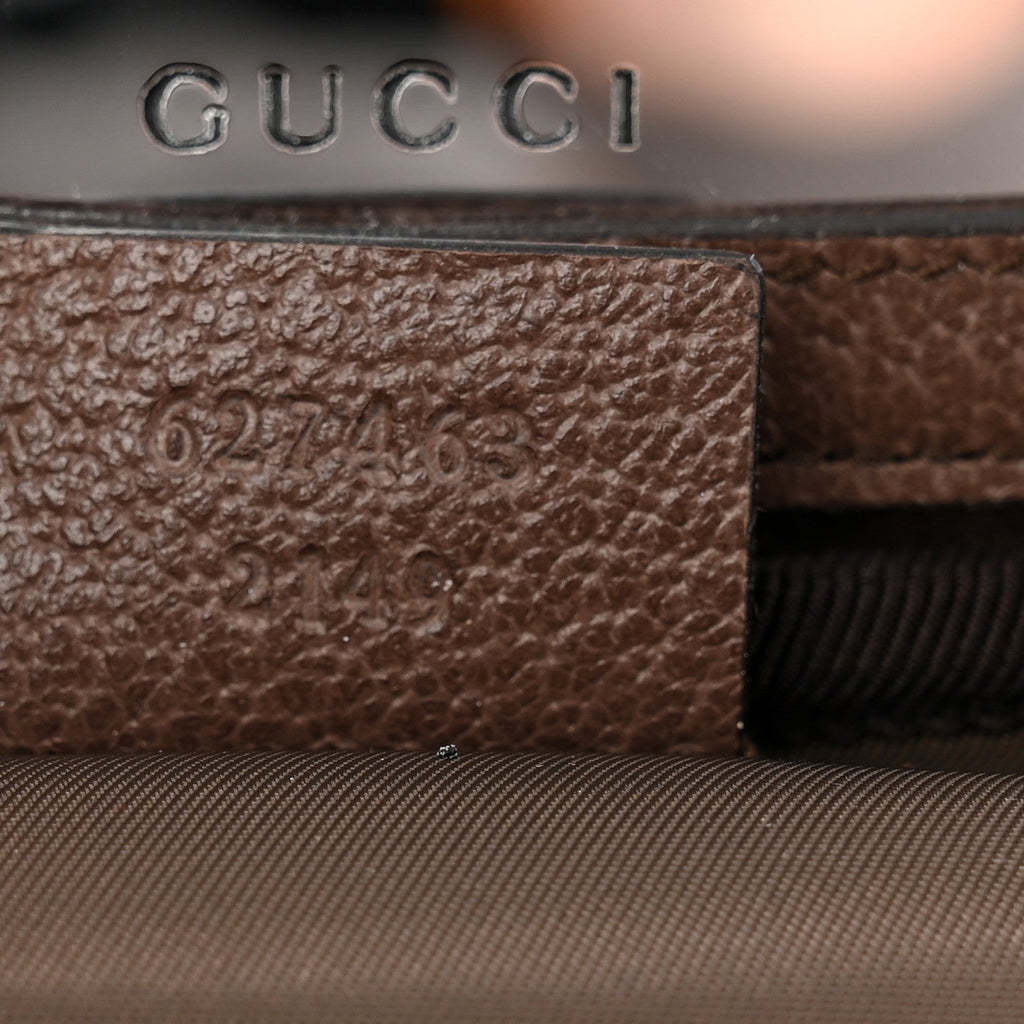 Gucci GG Supreme Monogram Textured Calfskin Web Ophidia Vanity Cosmetic Case Beige Ebony New Acero