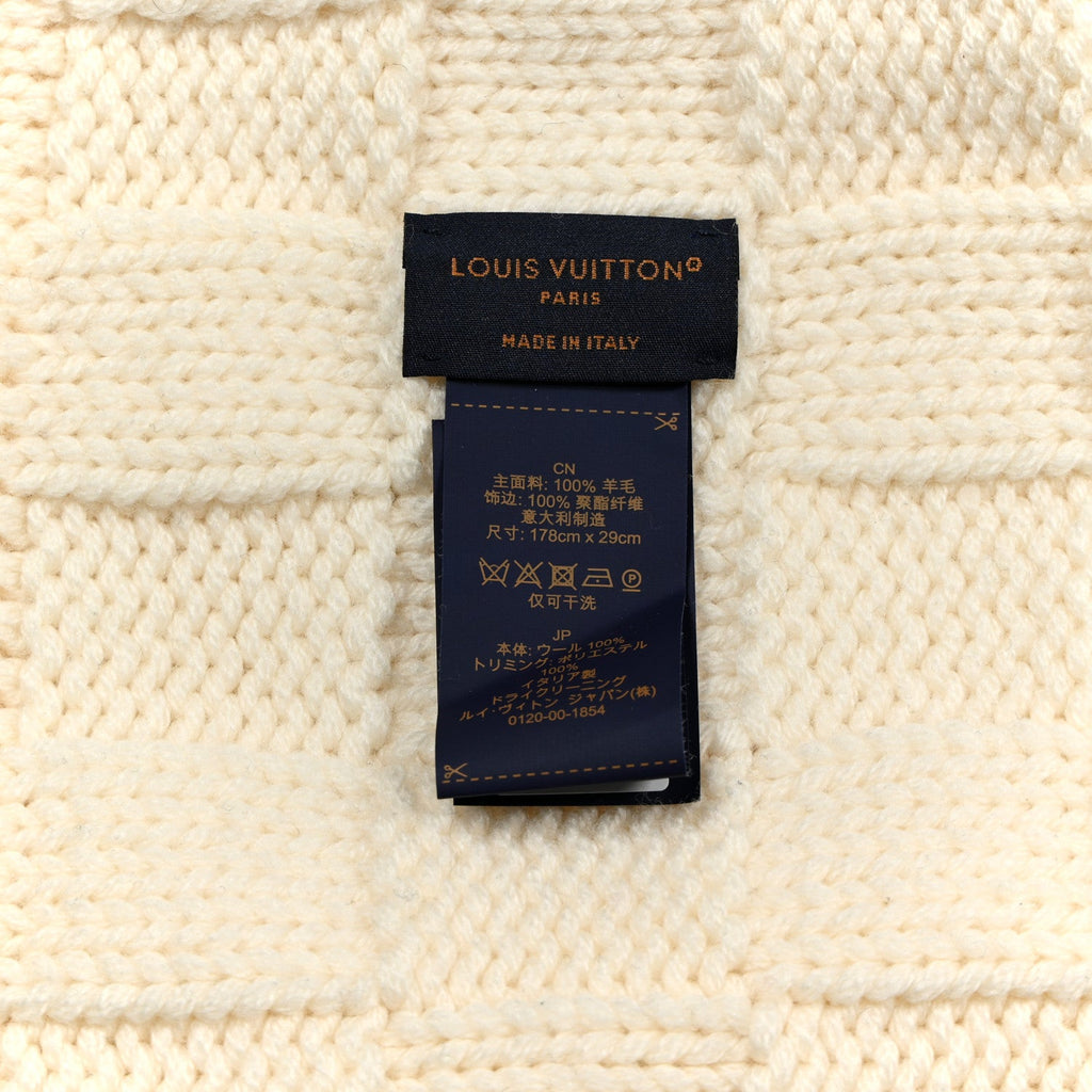 Louis Vuitton Wool Damier Snug Scarf Cream