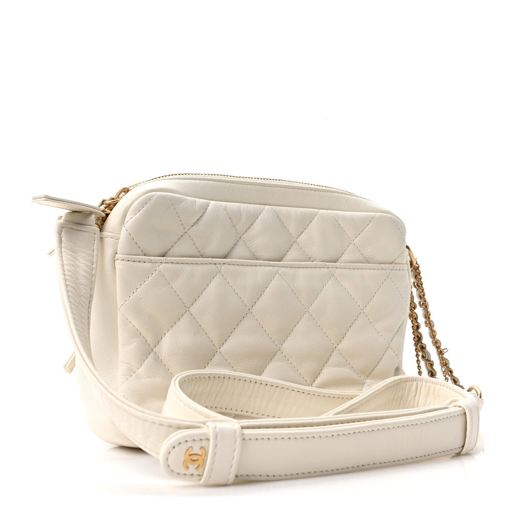 Chanel Calfskin Quilted Small Camera Case White