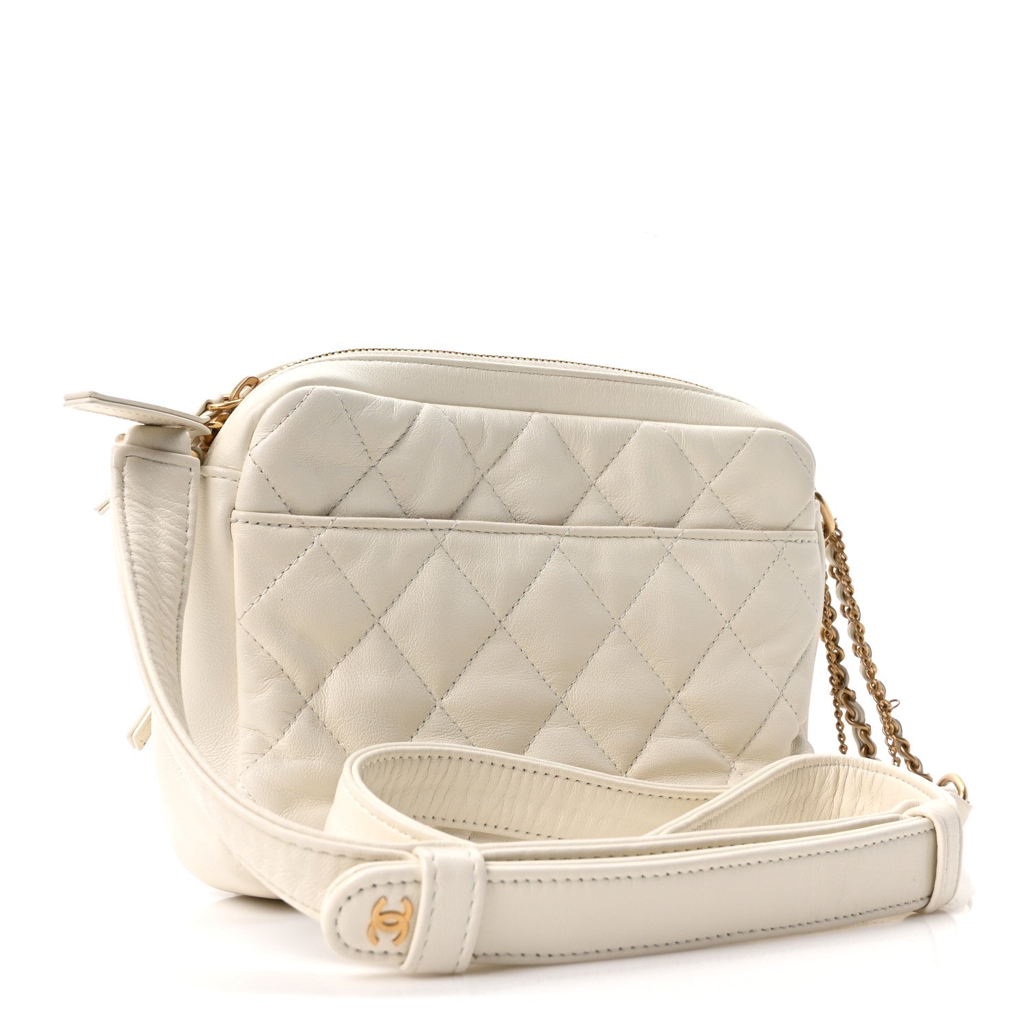 Chanel Calfskin Quilted Small Camera Case White