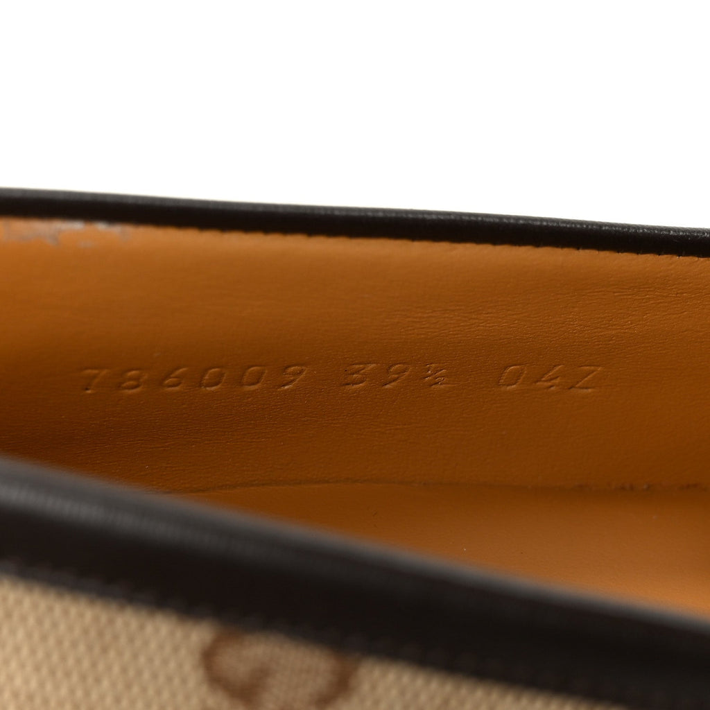 Gucci Canvas GG Monogram Horsebit Calfskin Womens Horsebit Platform Loafers 39.5 Beige Ebony Cocoa