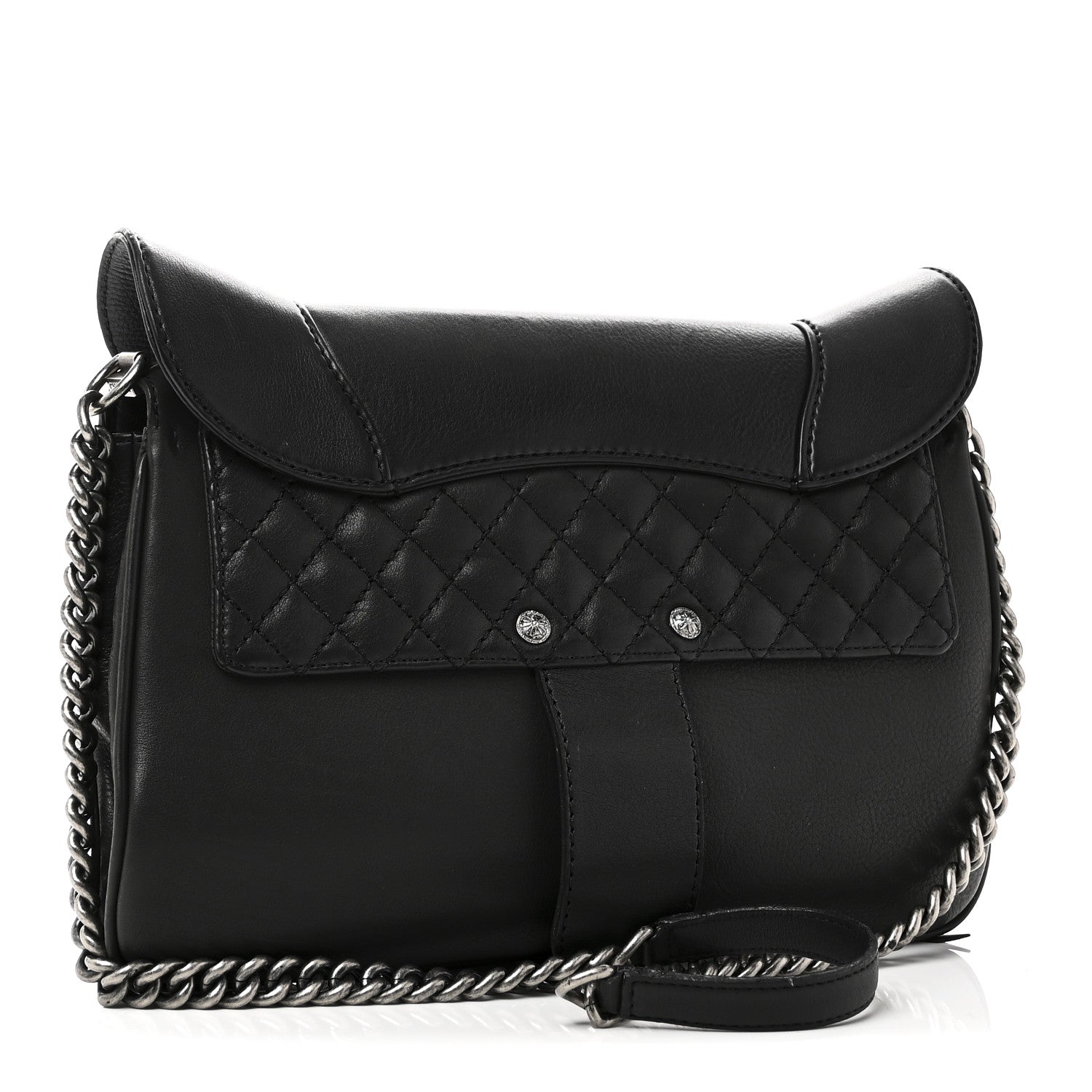 Chanel Goatskin Quilted Paris Dallas Saddle Bag Black
