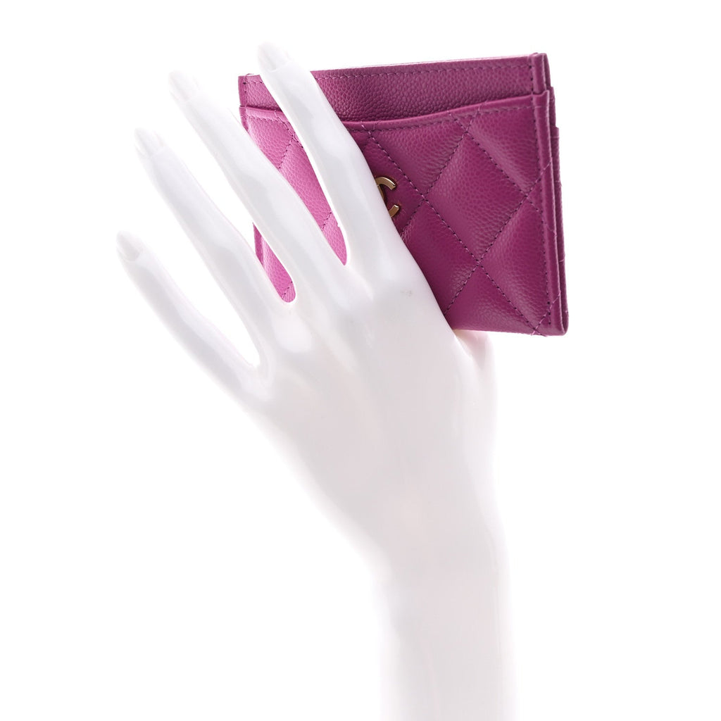 Caviar Quilted Card Holder Purple