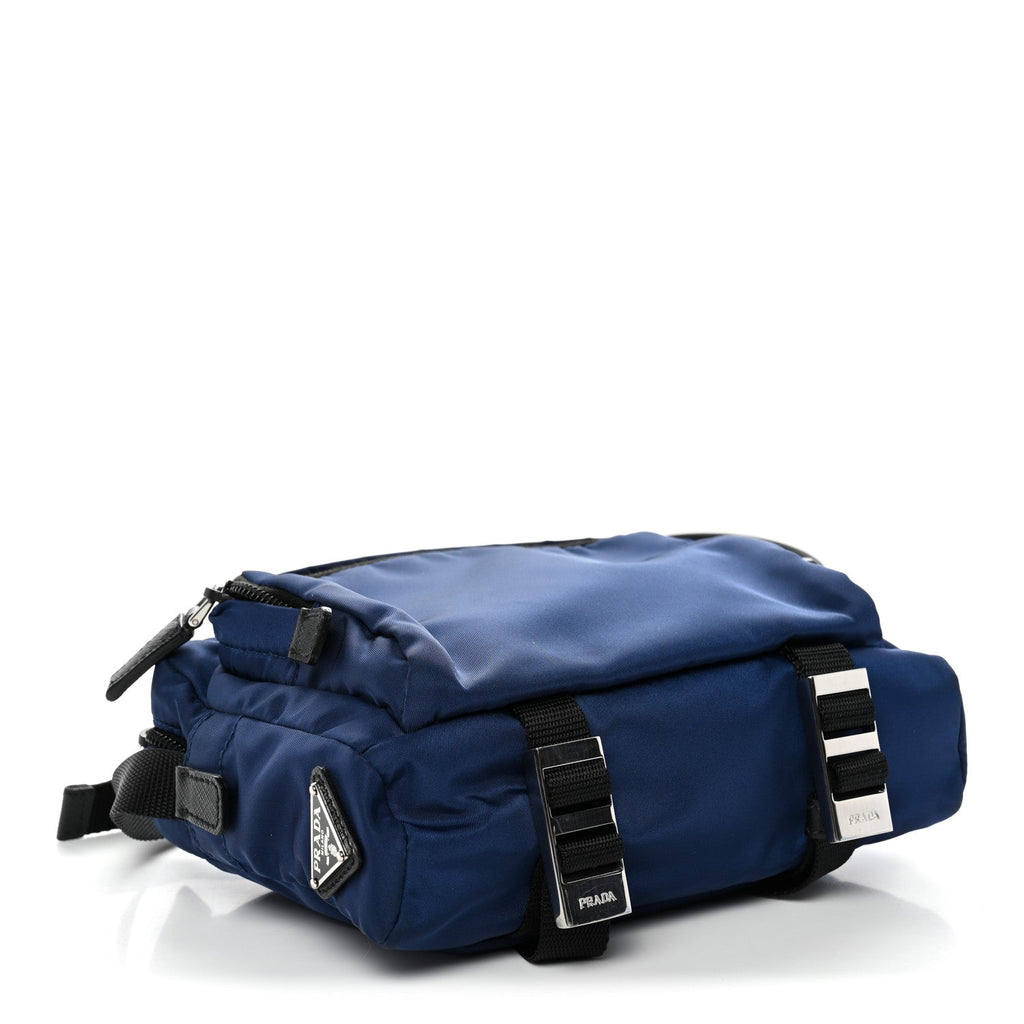 Prada Tessuto Nylon Montagna Messenger Bag  Blue Black