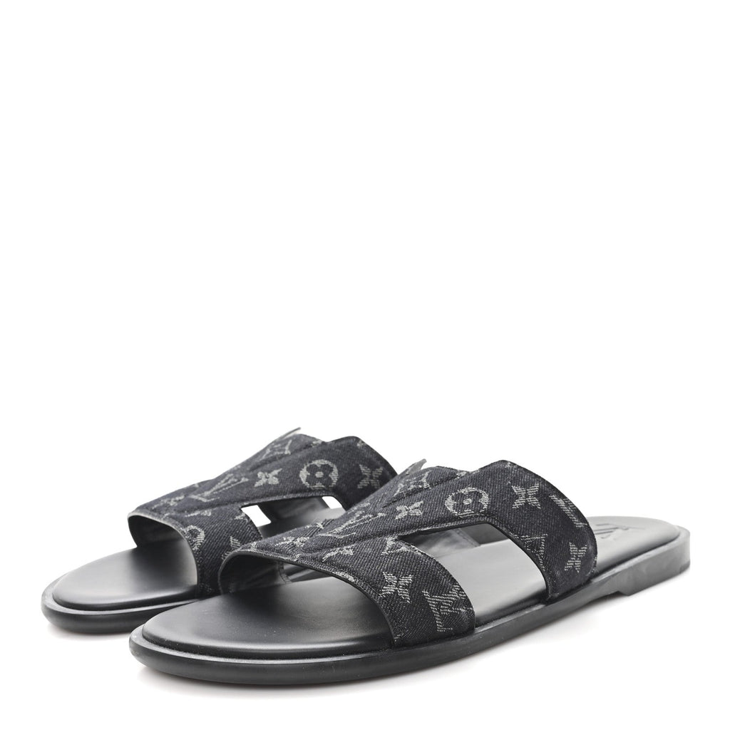 Louis Vuitton Monogram Denim Mens LV Oasis Mules 8.5 Black