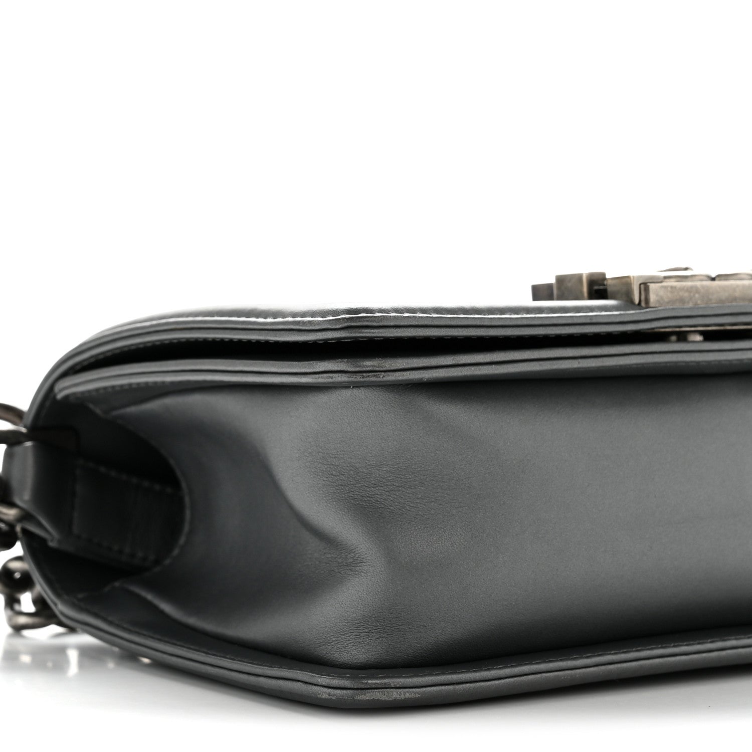 Chanel Metallic Calfskin Quilted Small Boy Flap Dark Silver