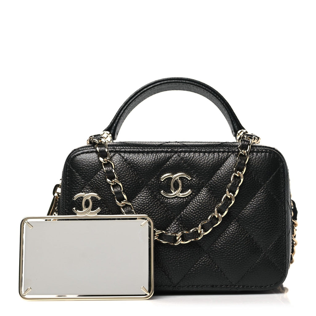 Chanel Caviar Quilted Small Top Handle Vanity Case Black