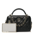 Chanel Caviar Quilted Small Top Handle Vanity Case Black
