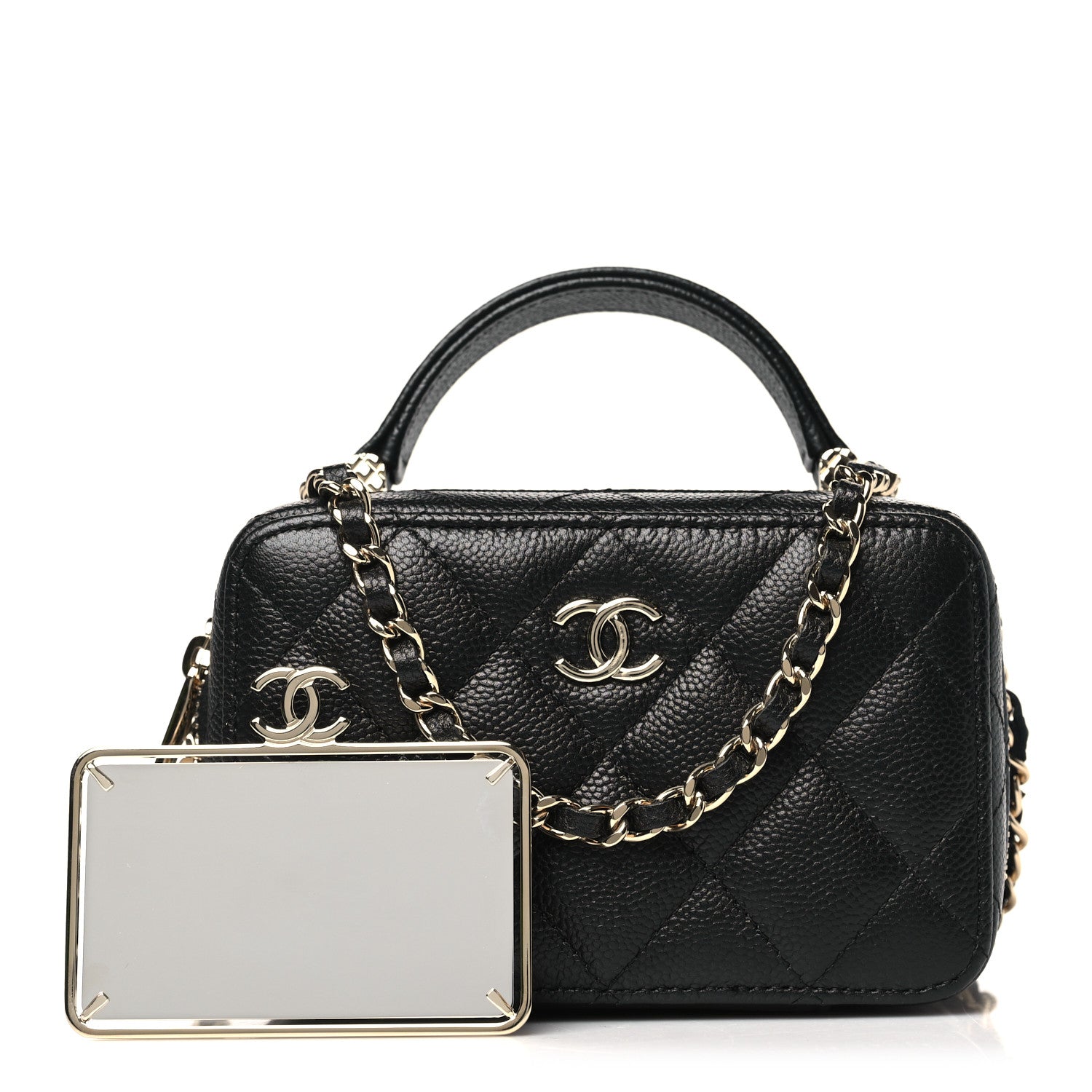 Chanel Caviar Quilted Small Top Handle Vanity Case Black
