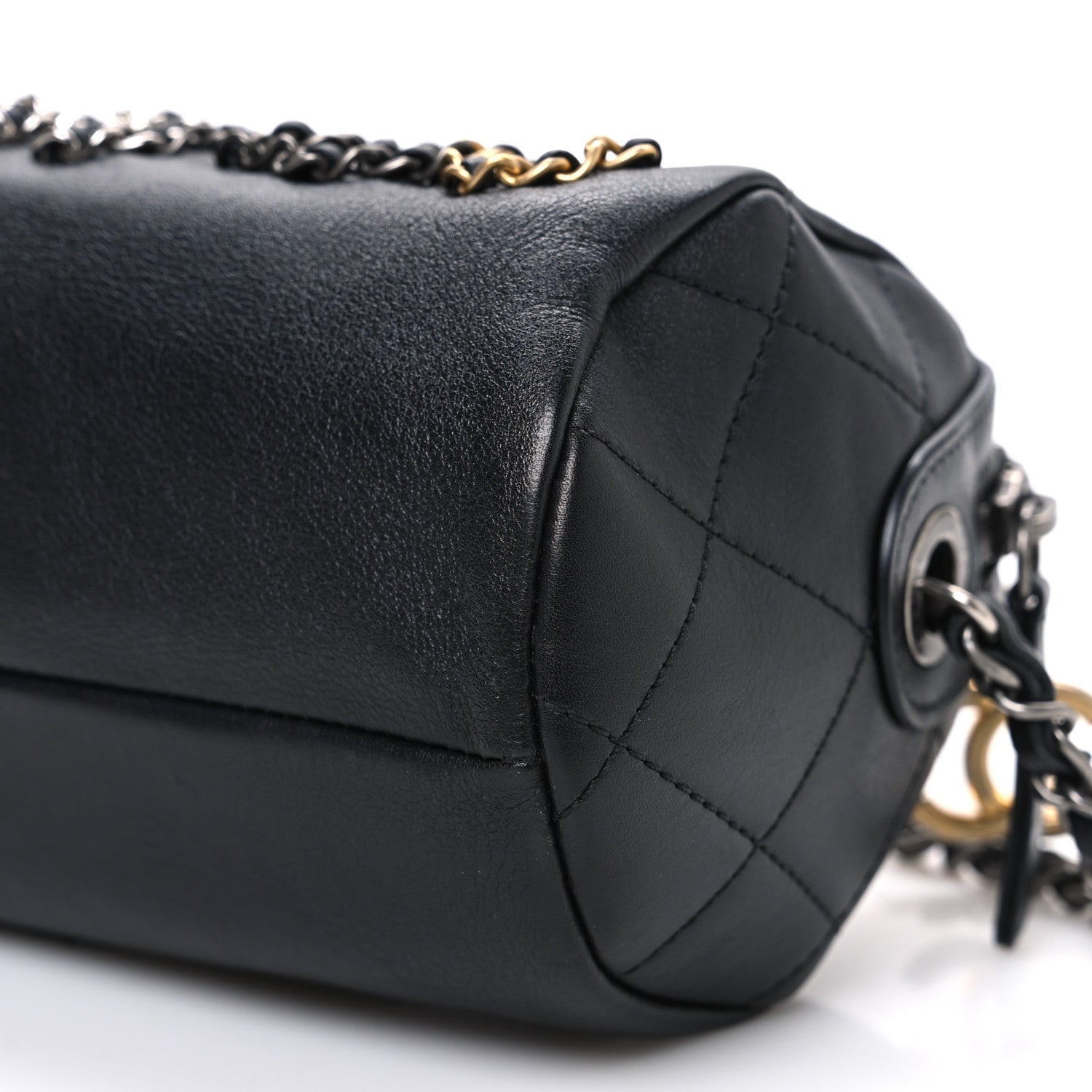 Chanel Metallic Lambskin Signe Bowling Bag Black